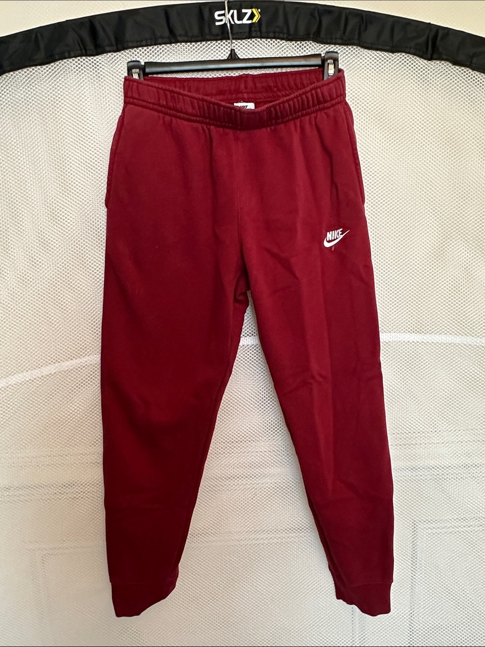 Nike Maroon Joggers with White Swoosh